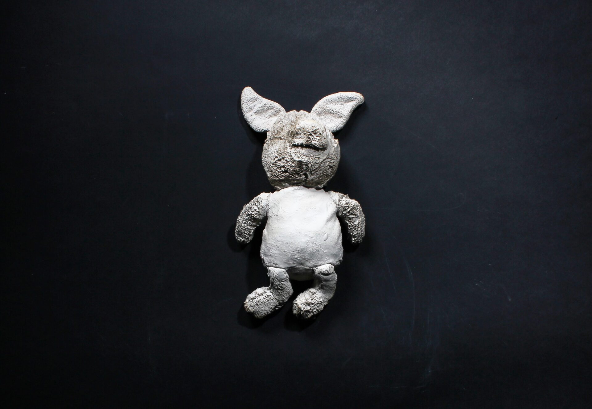 Piglet vanitas, clay slip, charity shop toy, l 27 x w 15 x h 8 cm, 2022 POA